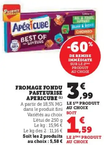 Hyper U Fromage fondu pasteurise apericube offre