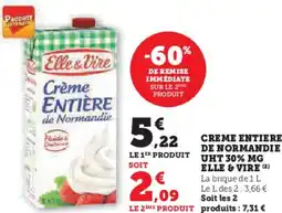 Hyper U Creme entiere de normandie uht 30% mg elle & vire offre