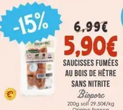 Naturalia BIOPORC Saucisses fumées au bois de hêtre sans nitrite offre