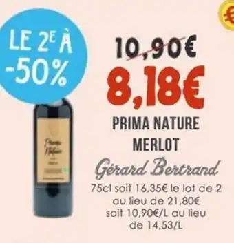 Naturalia GERARD BERTRAND Prima nature merlot offre