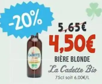 Naturalia LA CADETTE BIO Bière blonde offre