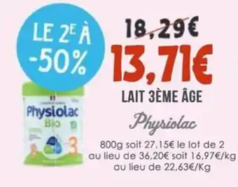 Naturalia PHYSIOLAC Lait 3ème âge offre