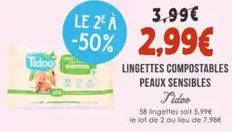 Naturalia JIDOO Lingettes compostables peaux sensibles offre