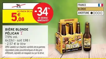 Intermarché Hyper PÉLICAN Bière blonde offre