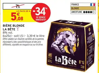 Intermarché Hyper LA BÊTE Bière blonde offre