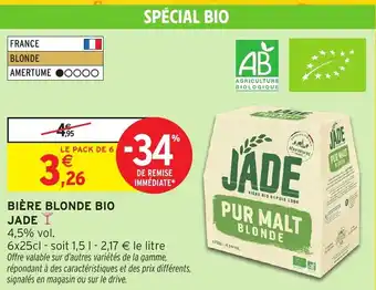 Intermarché Hyper JADE Bière blonde bio offre