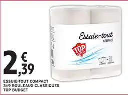 Intermarché Hyper TOP BUDGET Essuie-tout compact 3=9 rouleaux classiques offre