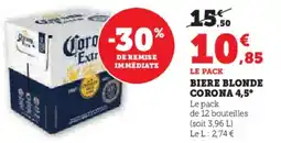 Hyper U Biere blonde corona 4,5° offre