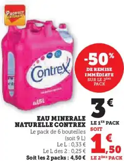 Hyper U Eau minerale naturelle contrex offre