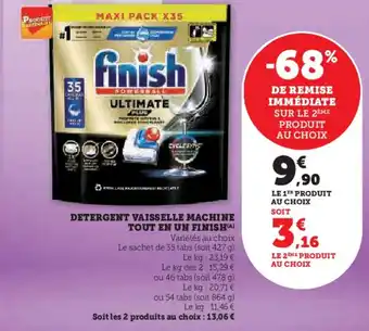 Hyper U Detergent vaisselle machine tout en un finish offre