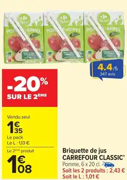 Carrefour Market Briquette de jus carrefour classic offre