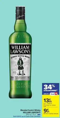 Carrefour Market Blended Scotch Whisky WILLIAM LAWSON'S offre