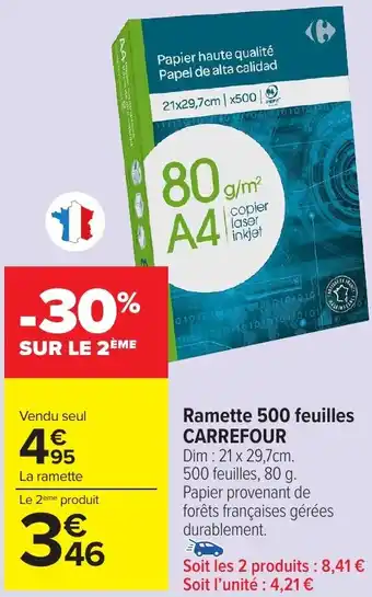 Carrefour Market Ramette 500 feuilles CARREFOUR offre