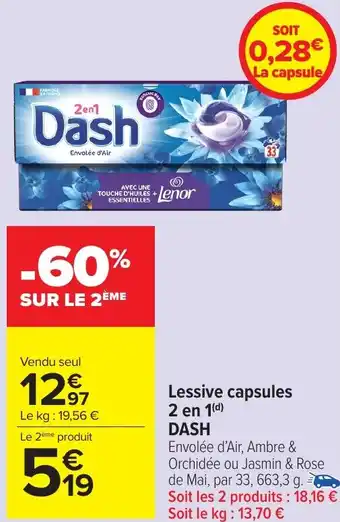 Carrefour Market Lessive capsules 2 en 1 Dash offre