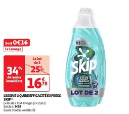 Auchan Lessive liquide efficacité express skip offre