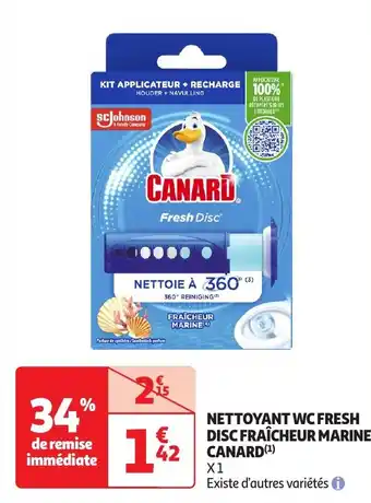 Auchan Nettoyant wc fresh disc fraîcheur marine canard offre