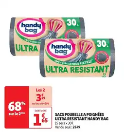 Auchan Sacs poubelle a poignées ultra resistant handy bag offre