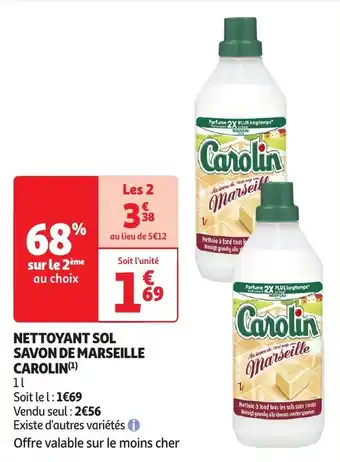 Auchan Nettoyant sol savon de marseille carolin offre