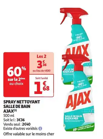 Auchan Spray nettoyant salle de bain ajax offre