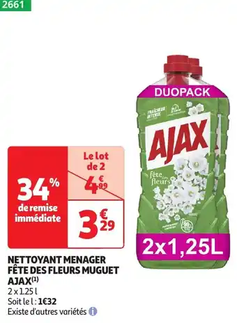 Auchan Nettoyant menager fête des fleurs muguet ajax offre