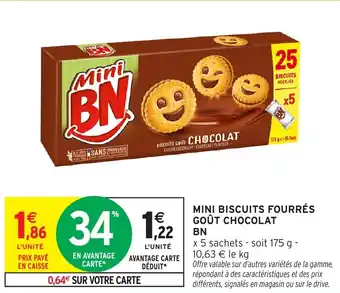 Intermarché Hyper BN Mini biscuits fourrés goût chocolat offre