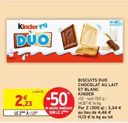 Intermarché Hyper KINDER Biscuits duo chocolat au lait et blanc offre