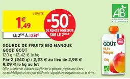 Intermarché Hyper GOOD GOÛT Gourde de fruits bio mangue offre