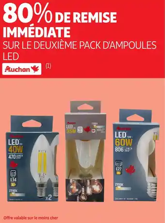 Auchan Sur le deuxième pack d'ampoules led offre