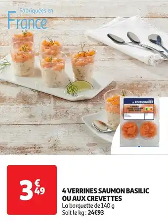 Auchan 4 verrines saumon basilic ou aux crevettes offre