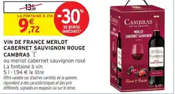 Intermarché Hyper CAMBRAS Vin de france merlot cabernet sauvignon rouge offre