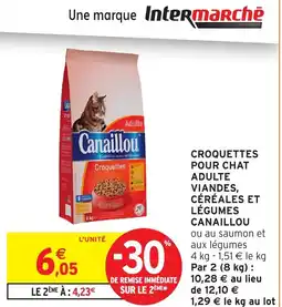 Intermarché Hyper CANAILLOU Pour chat adulte viandes, céréales et légumes offre