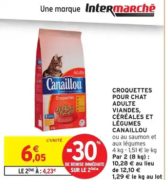 Intermarché Hyper CANAILLOU Pour chat adulte viandes, céréales et légumes offre