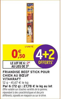 Intermarché Hyper VITAKRAFT Friandise beef stick pour chien au boeuf offre