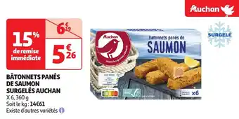 Auchan Bâtonnets panés de saumon surgelés auchan offre