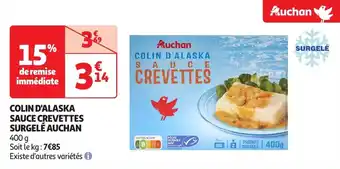 Auchan Colin d'alaska sauce crevettes surgelé auchan offre