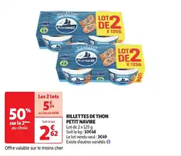 Auchan Rillettes de thon petit navire offre