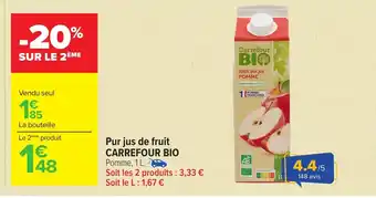 Carrefour CARREFOUR BIO Pur jus de fruit offre