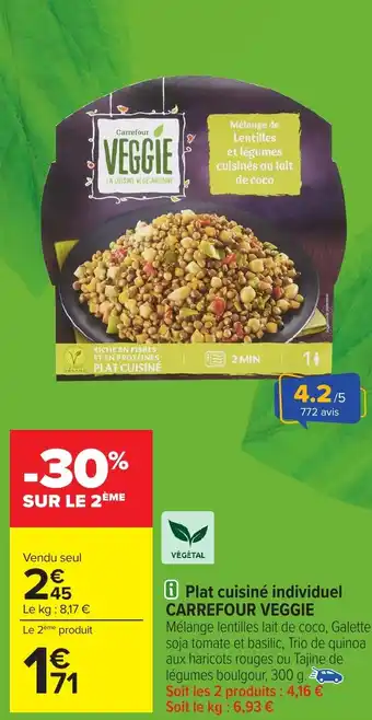 Carrefour CARREFOUR VEGGIE  Plat cuisiné individuel offre