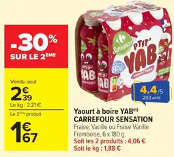 Carrefour CARREFOUR SENSATION YAB Yaourt à boire offre