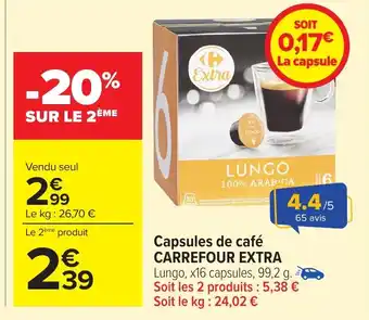 Carrefour CARREFOUR EXTRA Capsules de café offre