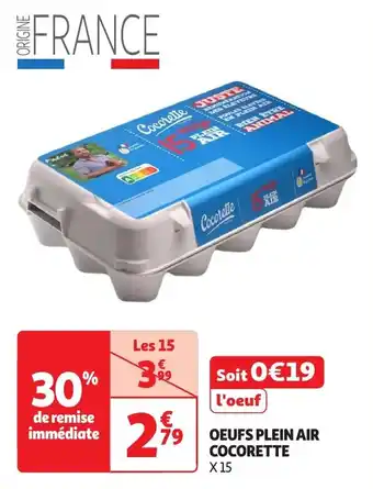 Auchan Oeufs plein air cocorette offre