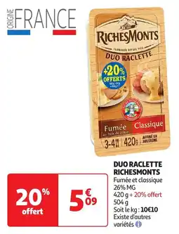 Auchan Duo raclette richesmonts offre