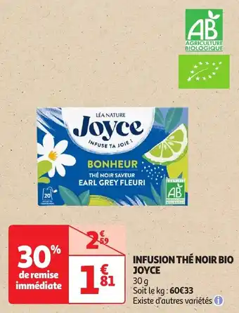 Auchan Infusion thé noir bio joyce offre