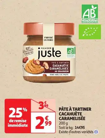 Auchan Pâte à tartiner cacahuète caramelisée offre