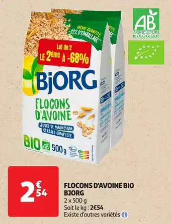 Auchan Flocons d'avoine bio bjorg offre