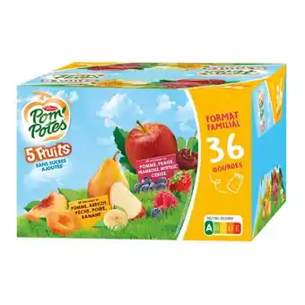 Carrefour Market POM'POTES Compotes 5 fruits Sans Sucres Ajoutés Format Familial offre