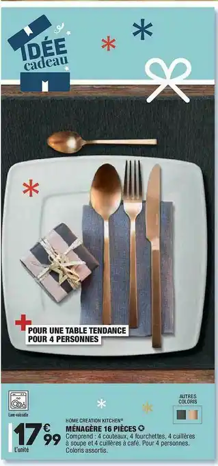 ALDI Ménagère 16 Pièces Home Creation Kitchen offre