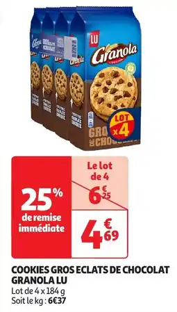 Auchan Cookies gros eclats de chocolat granola lu offre