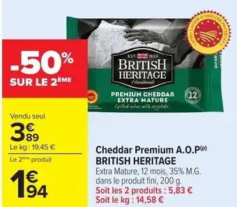 Carrefour BRITISH HERITAGE Cheddar premium a.o.p offre