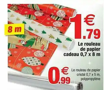 Bazarland Le Rouleau De Papier Cadeau 0,7 X 8 M offre